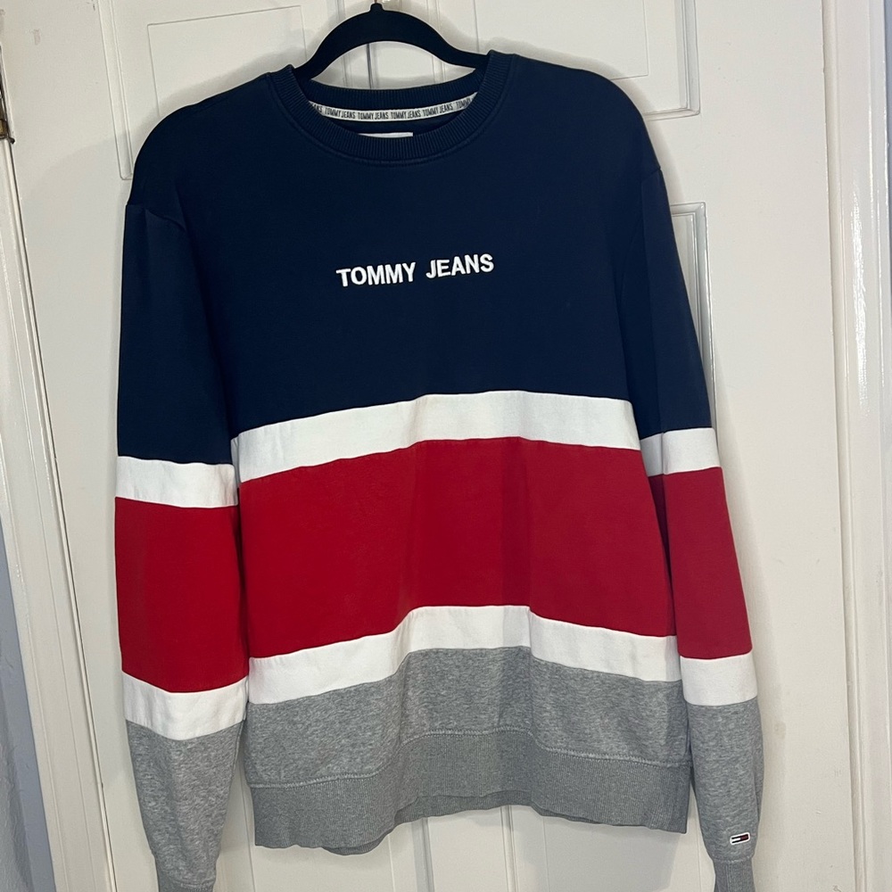 Tommy Hilfiger Men's Color Block Crewneck Sweater - Navy, Red, Gray